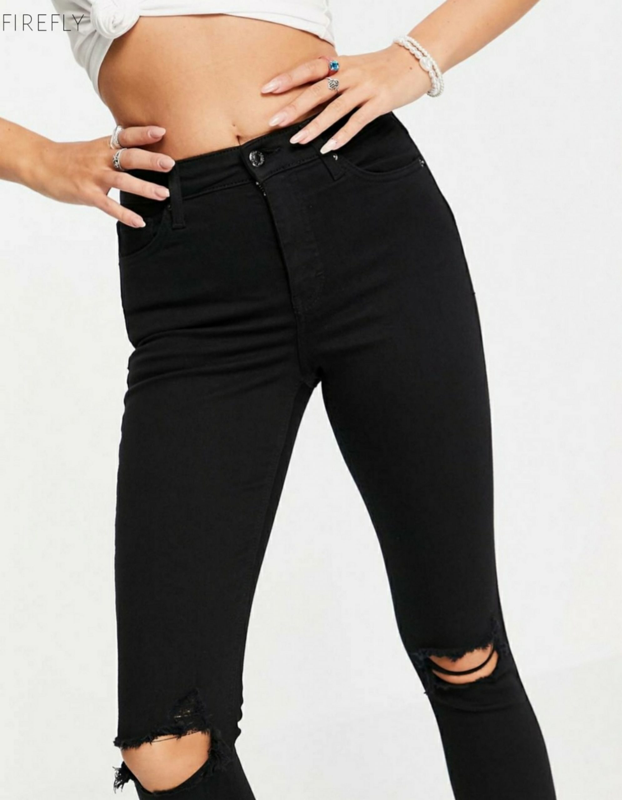 Skinny ripped jeans in black – Firefly